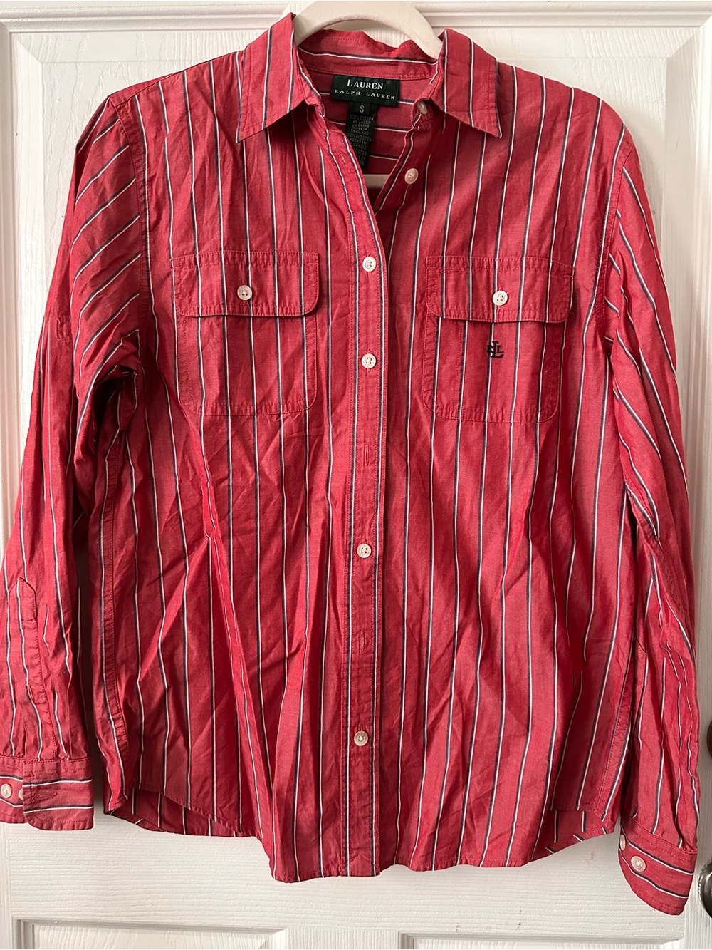 Ralph Lauren Red Striped Button-Down Shirt